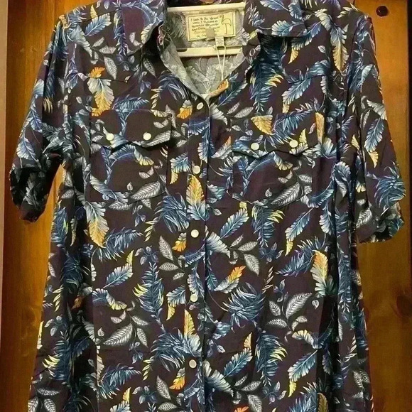 Free Peolpe x Sandrine Rose Tops - Free People Sandrine Rose foliage, print, Snap Button Shirt- Small NWT